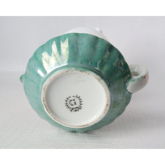 Vintage Souvenir Miniature Oil Lamp With Plate Royal Mounted Police Lusterware - Picture 6 of 10